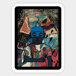 Mysterious Male Character with Basic Mask and Blue Accents in a Night of Secrets Sticker